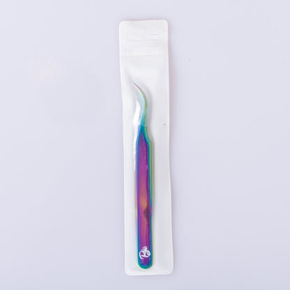 Pince à épiler courbée arc-en-ciel